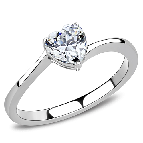 Šperky4U Ocelový prsten se srdíčkovým zirkonem - velikost 62 - AL-0038-62