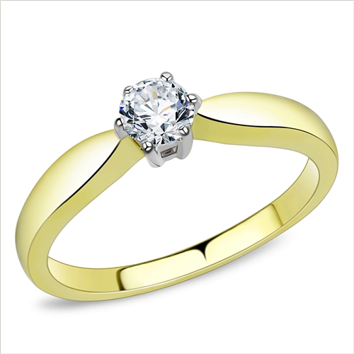 Šperky4U Zlacený ocelový prsten se zirkony - velikost 60 - AL-0040-60
