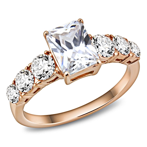 Šperky4U Zlacený ocelový prsten se zirkony - velikost 62 - AL-0042-62