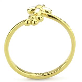 Zlacený ocelový prsten s kytičkami
