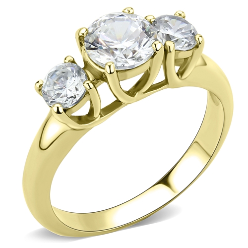 Šperky4U Zlacený ocelový prsten se zirkony - velikost 50 - AL-0048-50