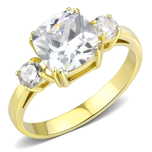 Šperky4U Zlacený ocelový prsten se zirkony - velikost 50 - AL-0049-50