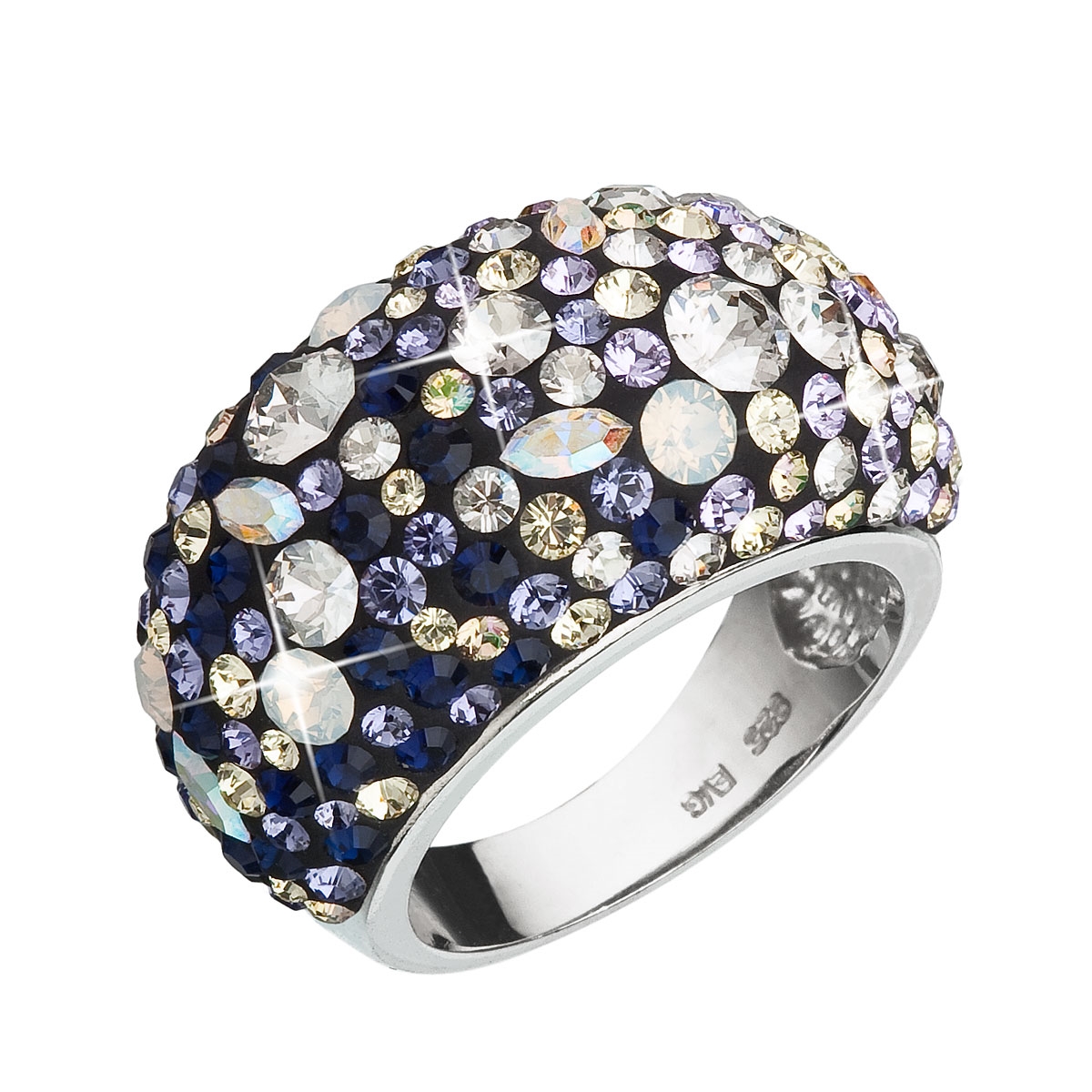 Strieborný prsteň s kryštálmi Crystals from Swarovski ®, Indigo