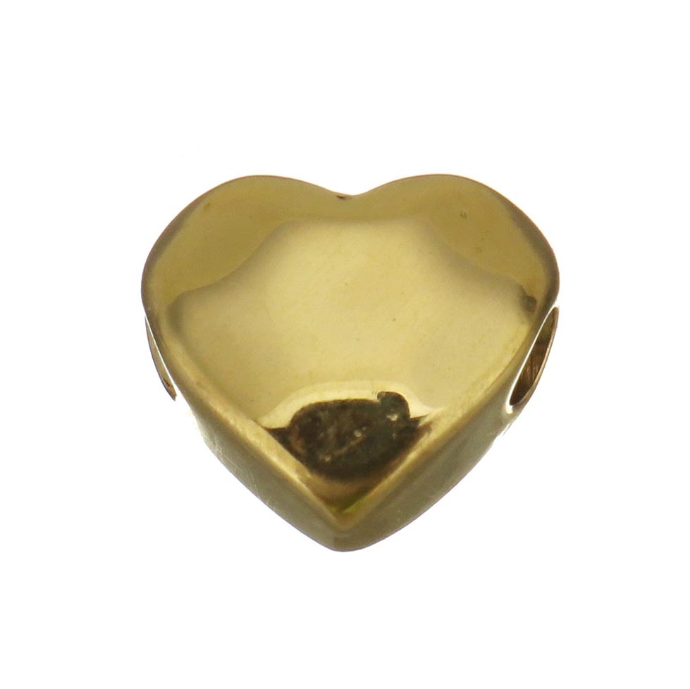 Šperky4U Zlacený navlékací ocelový přívěšek korálek srdíčko - PP-1029-GD