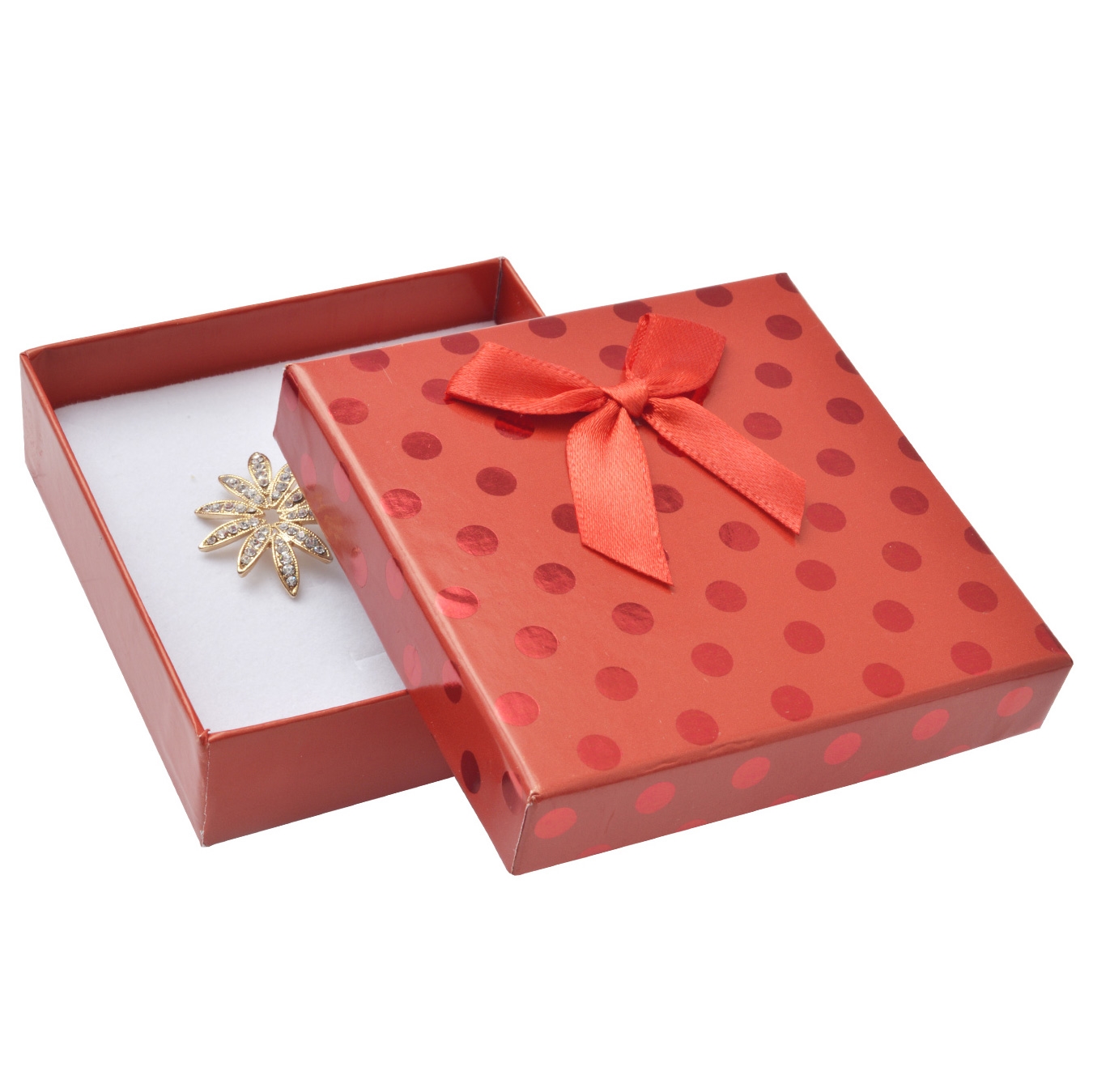 Šperky4U Dárková krabička na soupravu, červená s lesklými puntíky - KR0302-R