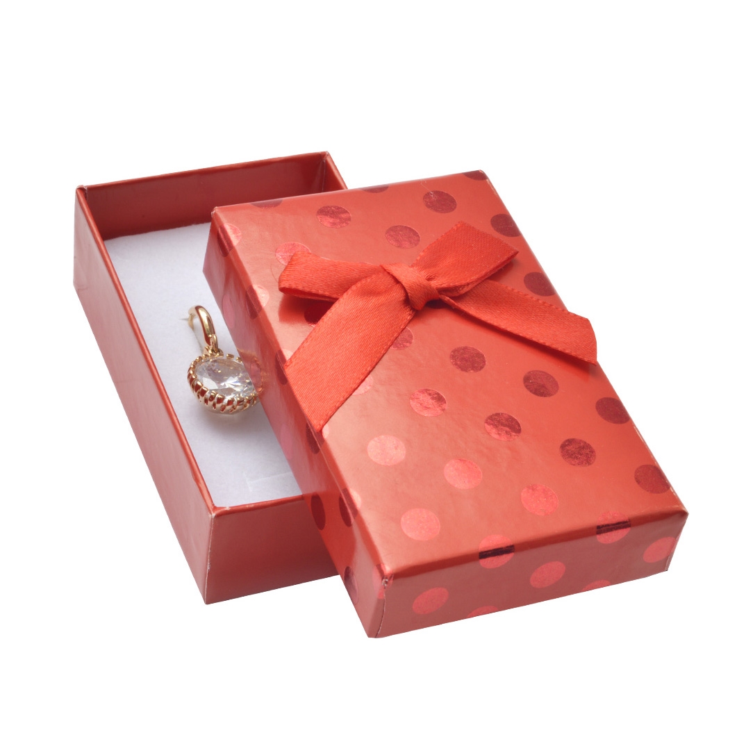 Darčeková krabička na súpravu, červená so lesklými bodkami