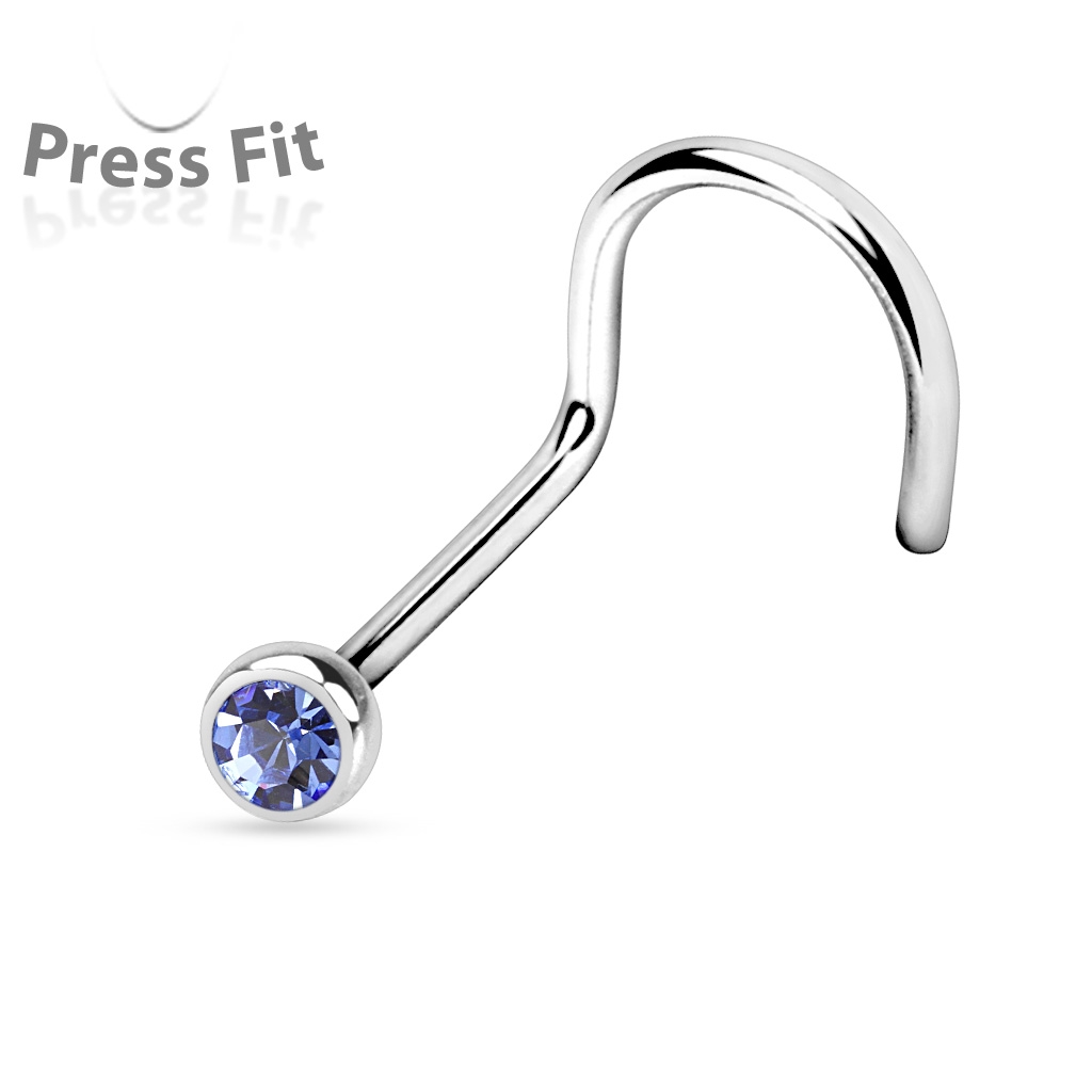 Šperky4U Zahnutý piercing do nosu, zirkon 2 mm - N1122LB-020