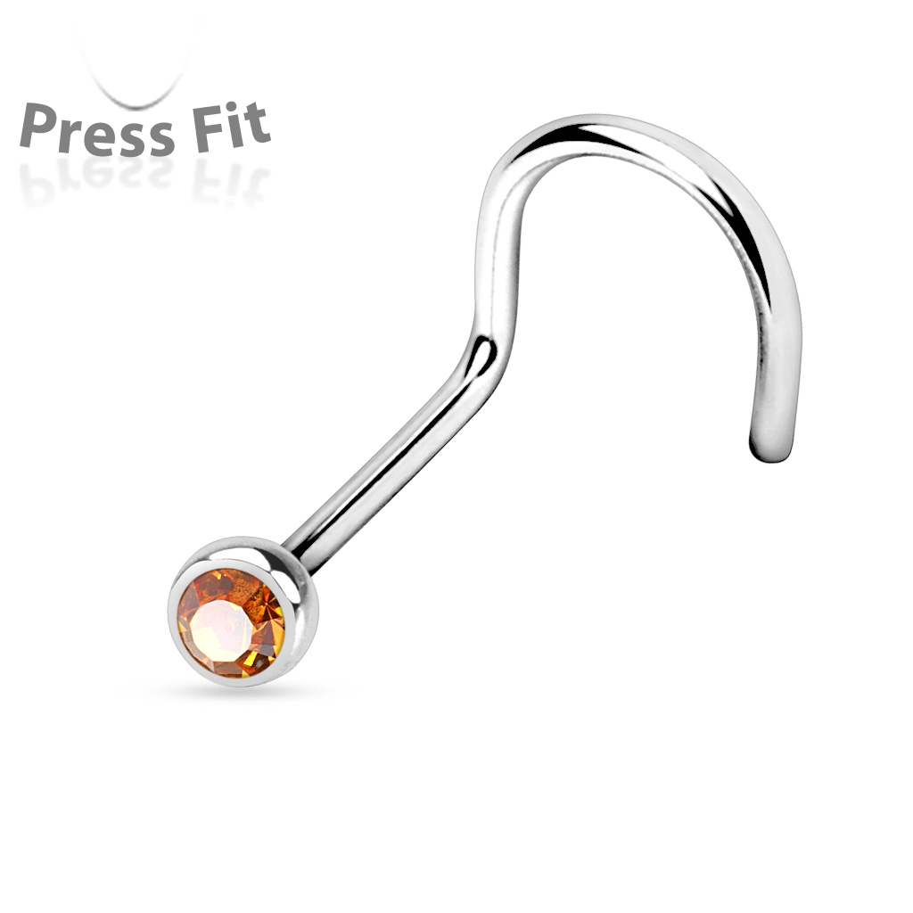 Šperky4U Zahnutý piercing do nosu, zirkon 2 mm - N1122T-020