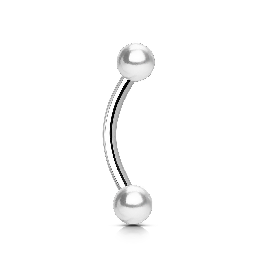 Šperky4U Piercing do obočí - perličky, tyčka 1,2 x 10 mm - OB1090W-12104