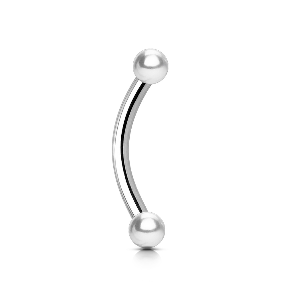 Šperky4U Piercing do obočí - perličky, tyčka 1,2 x 8 mm - OB1090W-12083