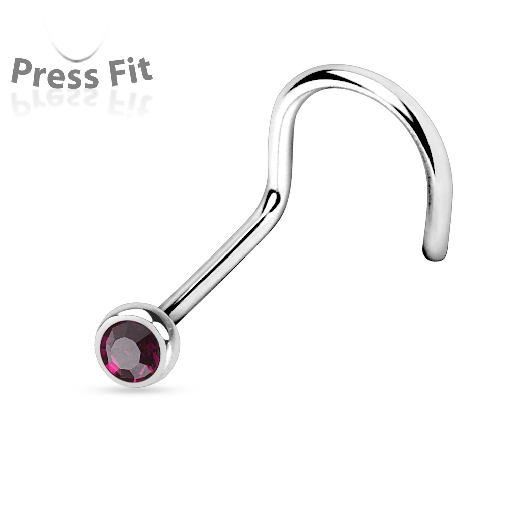 Šperky4U Zahnutý piercing do nosu, zirkon 2,5 mm - N1122A-025