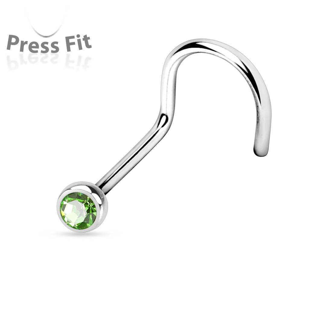 Šperky4U Zahnutý piercing do nosu, zirkon 2,5 mm - N1122G-025