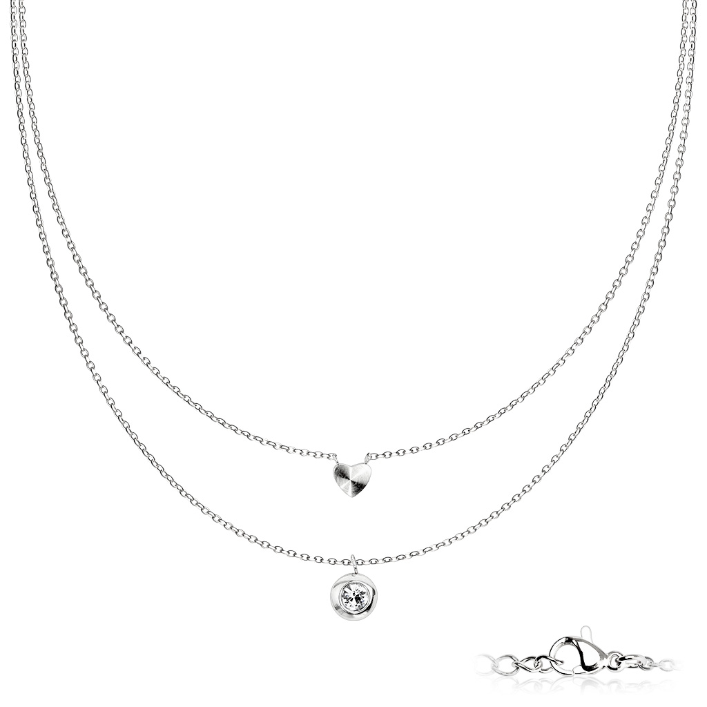 Šperky4U Dvojitý ocelový náhrdelník s přívěšky - OPD0238-ST