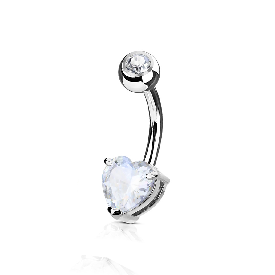 Šperky4U Piercing do pupíku srdce, barva: čirá - WP0050-C
