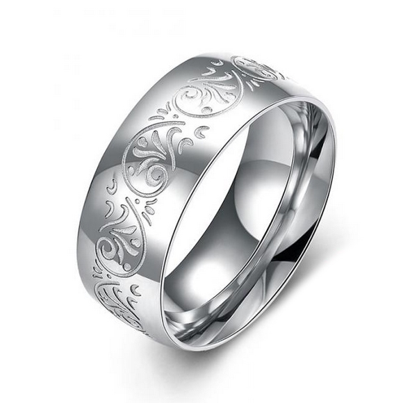 OR00091 Pánsky oceľový prsteň s ornamentami