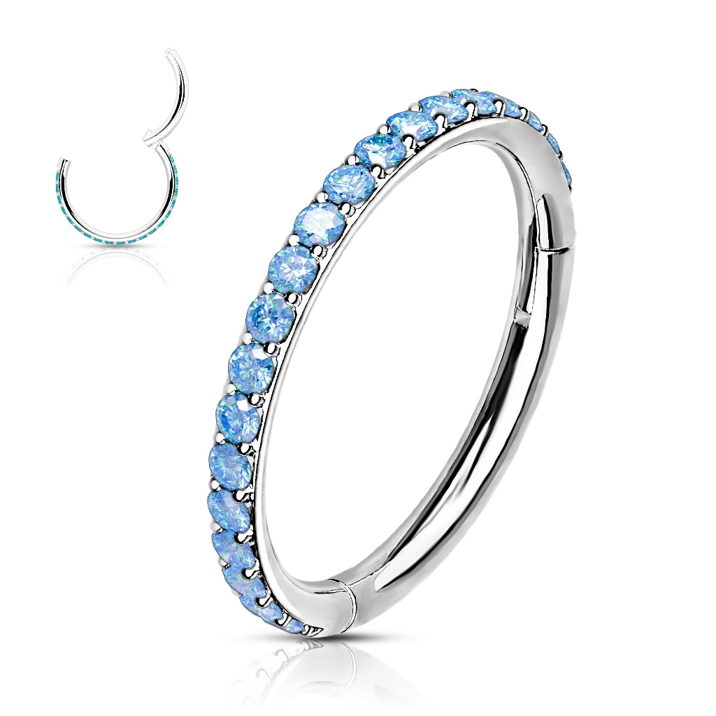 Šperky4U Piercing segment kruh s tyrkysovými kamínky - K1041-Q