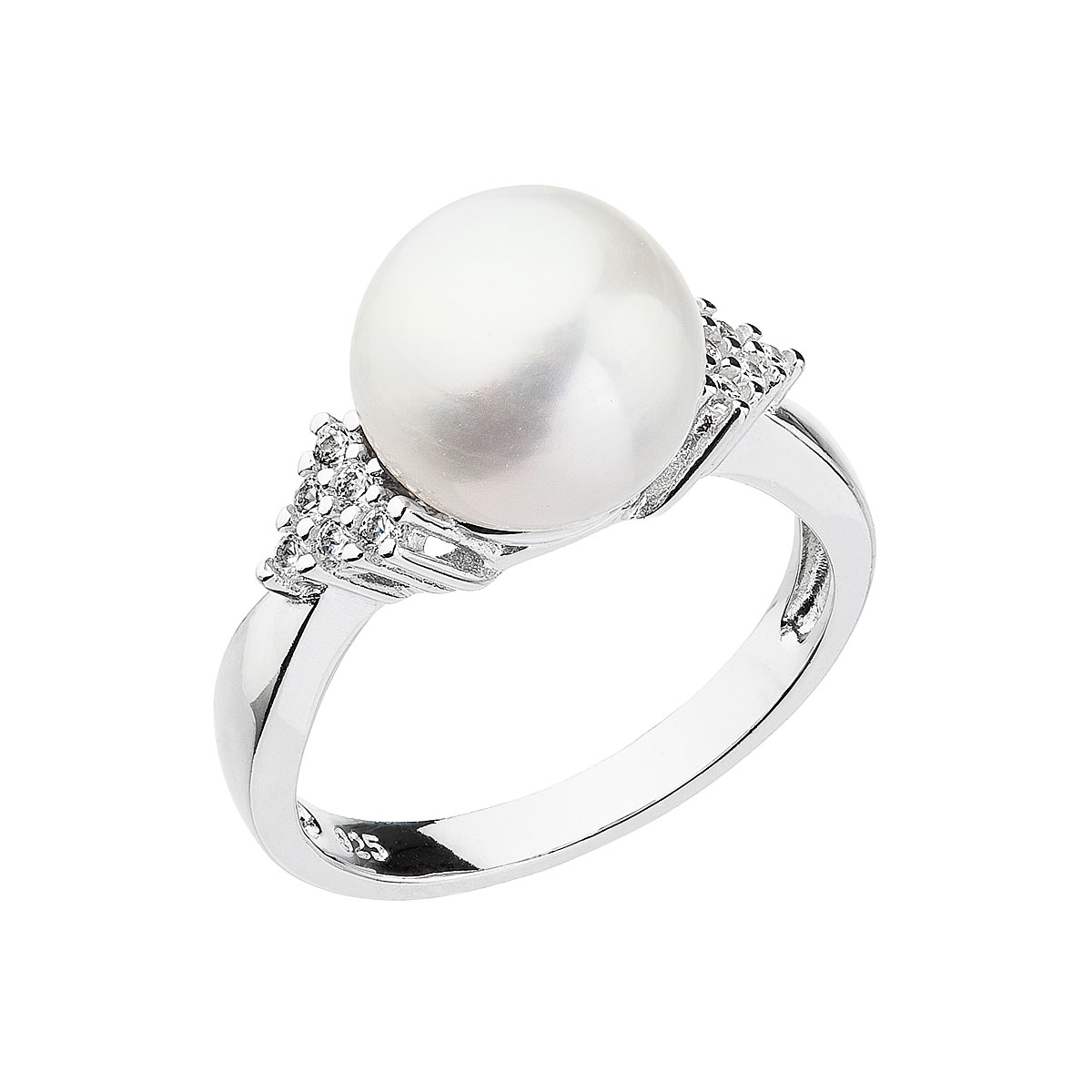 EVOLUTION GROUP CZ Stříbrný prsten s bílou říční perlou - velikost 56 - 25002.1