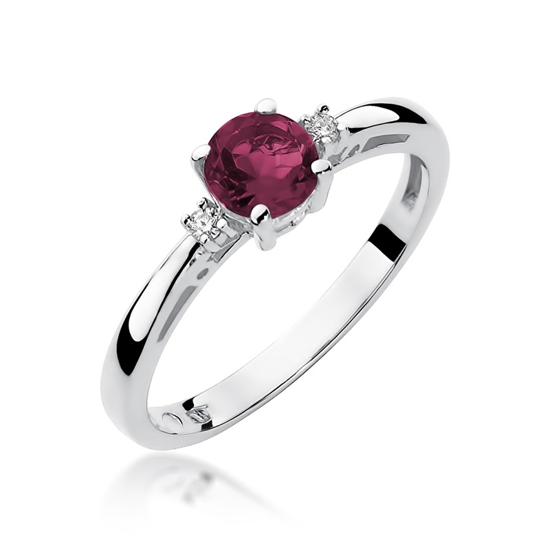 NUBIS® Zlatý prsten s diamanty a rubínem - W-010WR