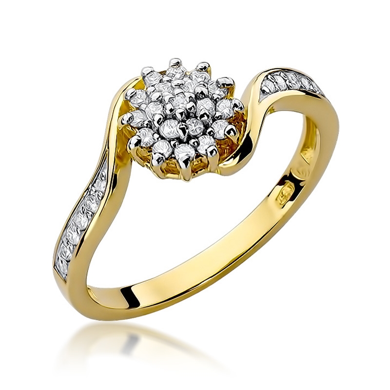 NUBIS® Zlatý zásnubní prsten s diamanty - W-011G