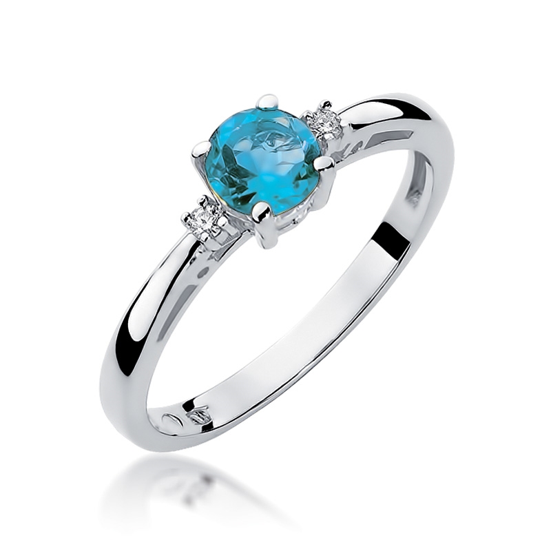 NUBIS® Zlatý prsten s diamanty a topazem - W-010WT