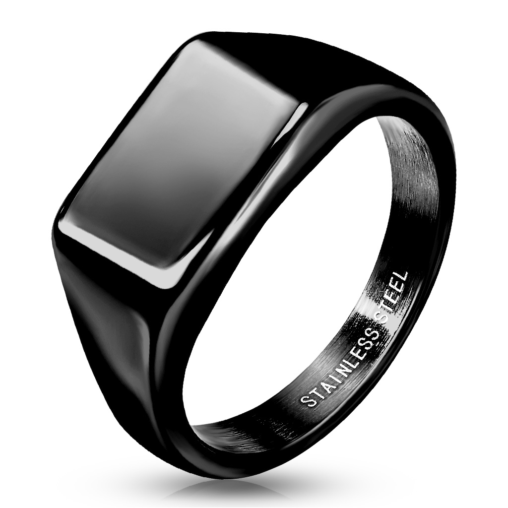 Čierny oceľový prsteň s možnosťou rytiny