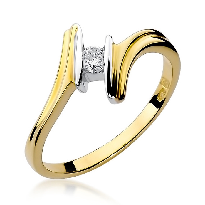 Zlatý prsteň s diamantom, veľ. 52