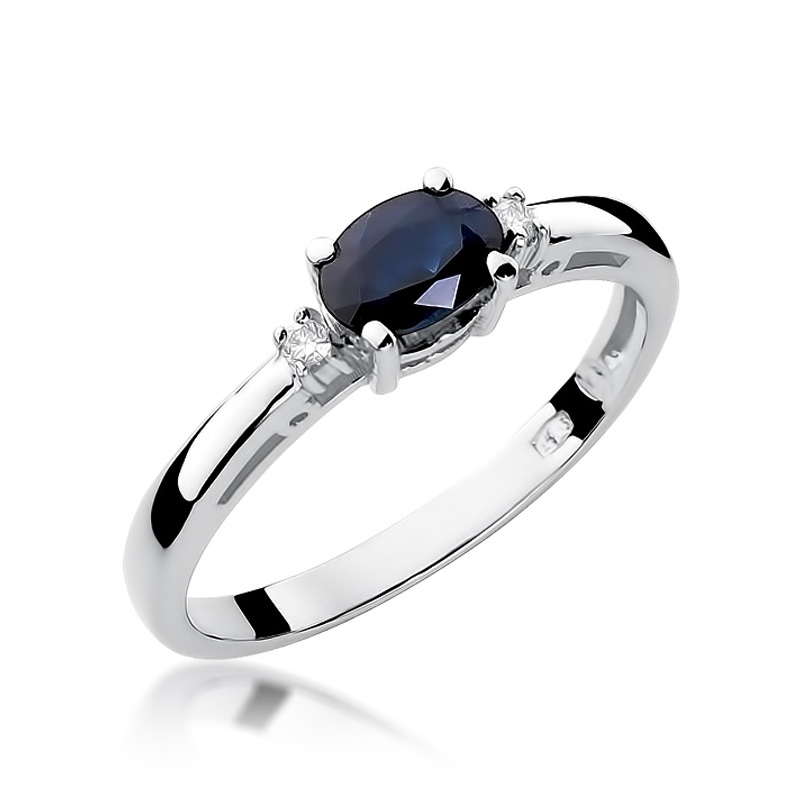 NUBIS® Zlatý prsten s diamanty a safírem - W-006WS