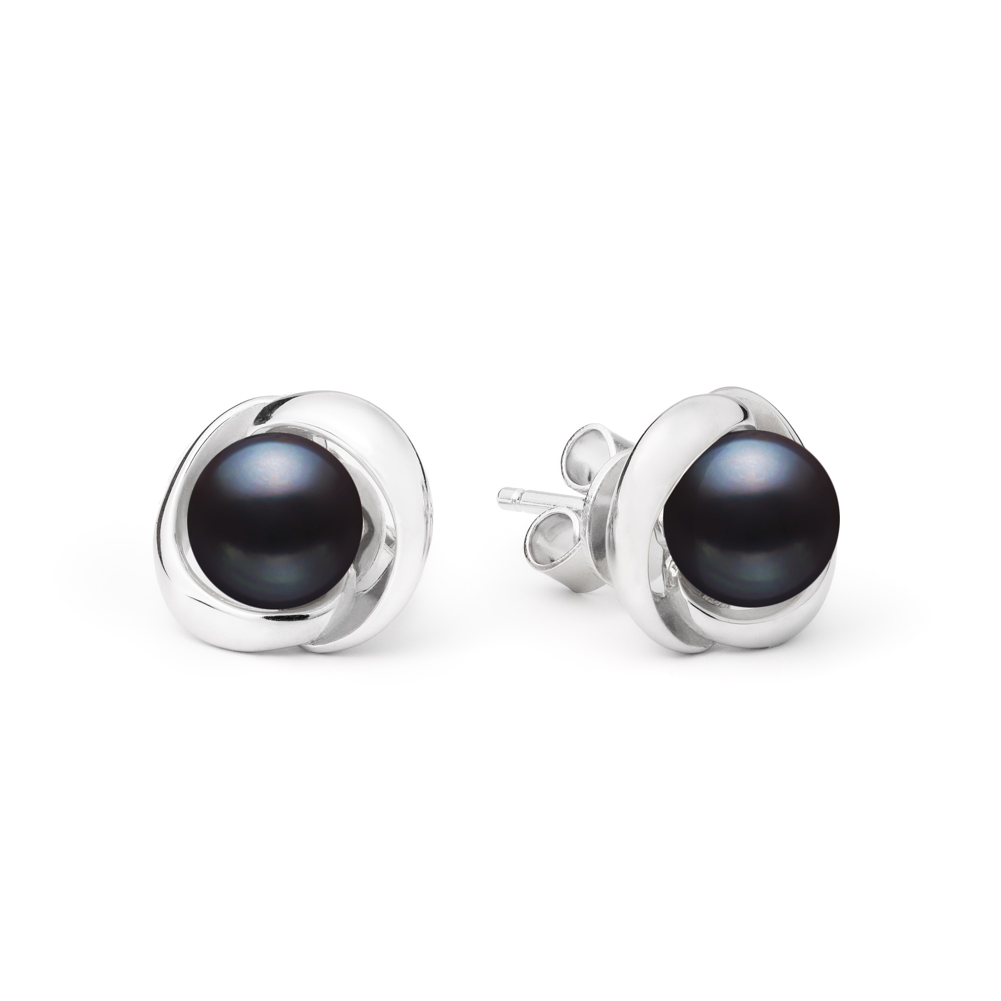 Perlové náušnice - čierne prírodné perly