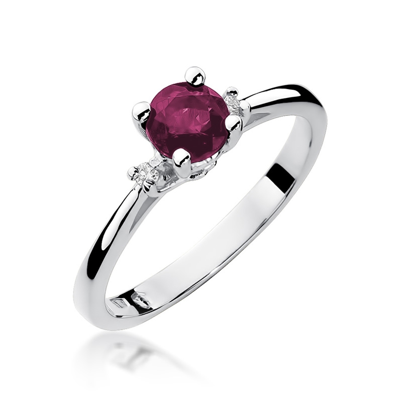 NUBIS® Zlatý prsten s diamanty a rubínem - W-017WR