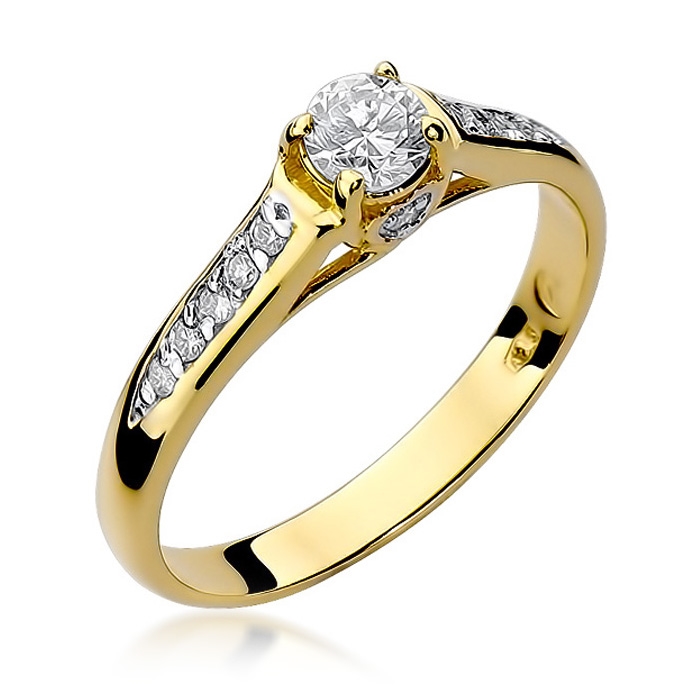 Zlatý zásnubní prsten s diamanty vel. 52