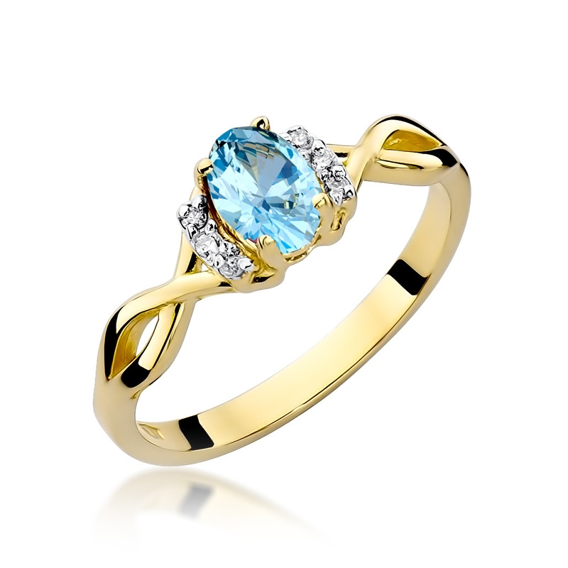 NUBIS® Zlatý prsten s diamanty a topazem - W-019GTP