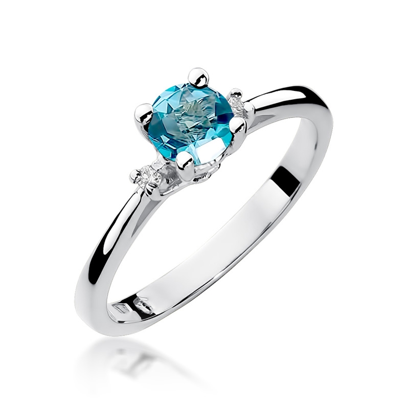 NUBIS® Zlatý prsten s diamanty a topazem - W-017WT