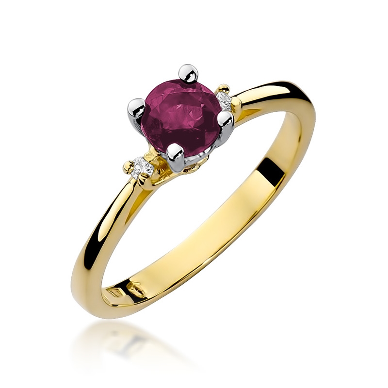 Zlatý prsteň s diamantmi a rubínom, veľ. 52