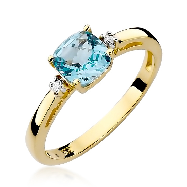 Zlatý prsten s diamanty a topazem, vel. 52