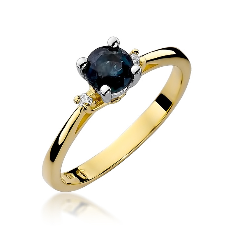 NUBIS® Zlatý prsten s diamanty a safírem - W-017GS
