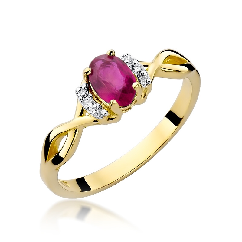 NUBIS® Zlatý prsten s diamanty a rubínem - W-019GRB
