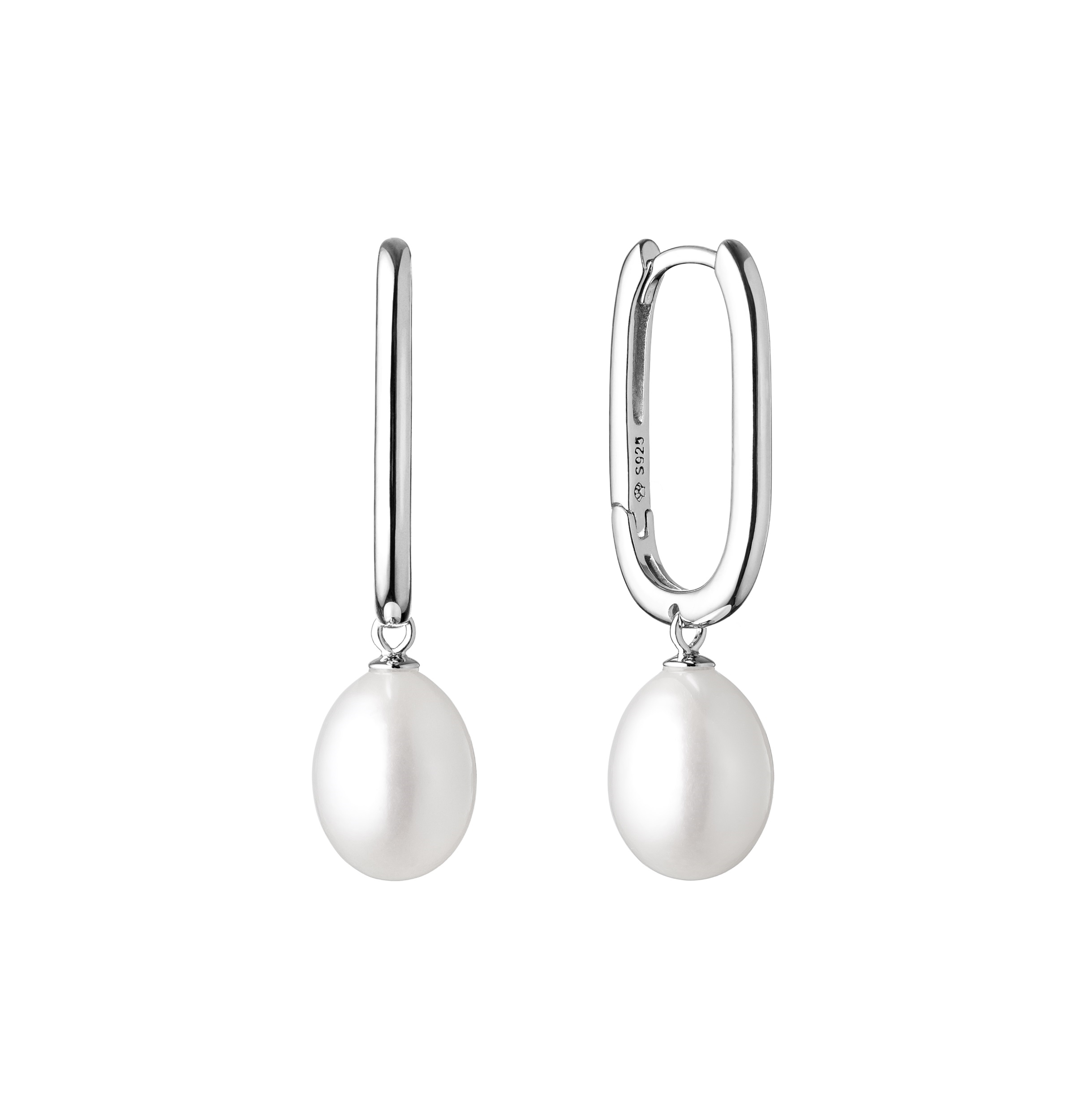 Visiace perlové náušnice – biele prírodné perly