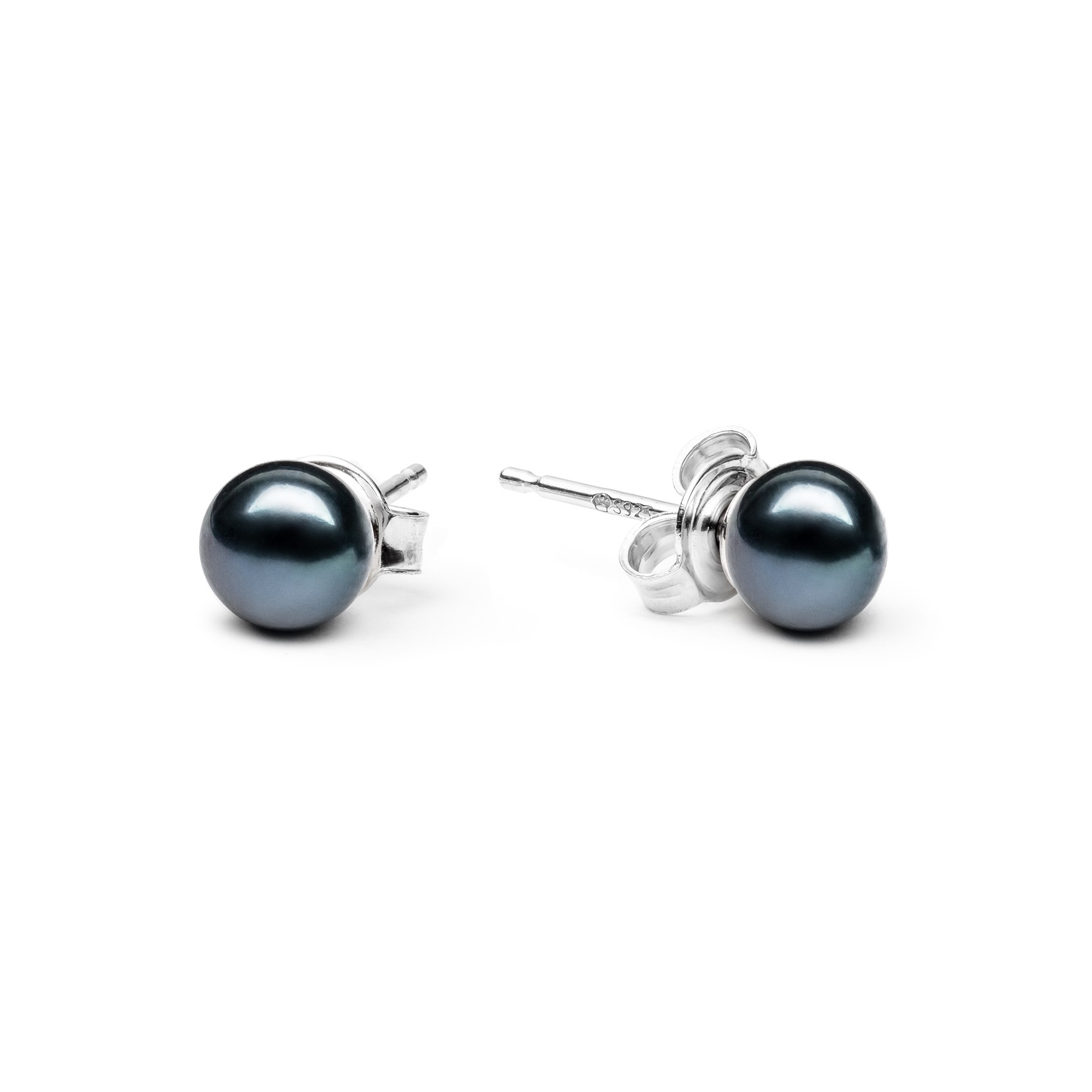 Perlové náušnice - čierne prírodné perly 5,5-6 mm
