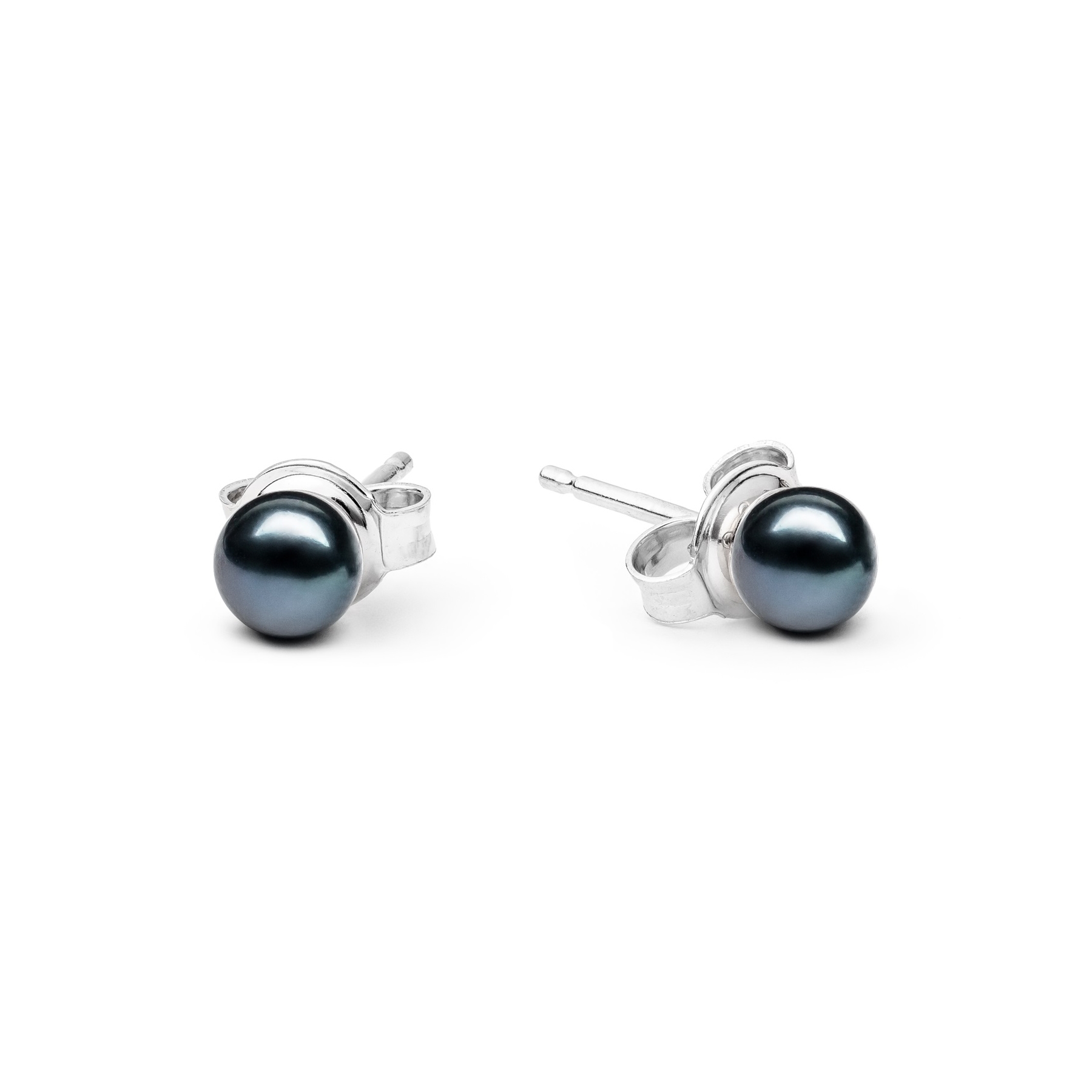 Perlové náušnice - čierne prírodné perly 4,5-5 mm