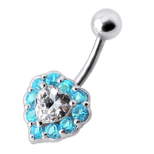 Šperky4U Stříbrný piercing do pupíku - srdce - BP01033-Q