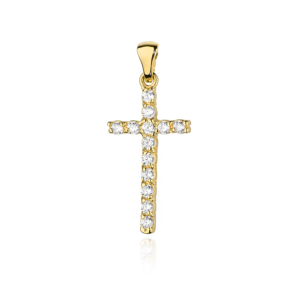 NUBIS® Diamantový přívěšek křížek, žluté zlato a brilianty - K-006-YG