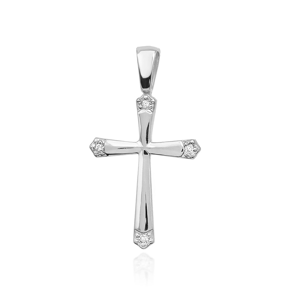 NUBIS® Diamantový přívěšek křížek, bílé zlato a brilianty - K-001-WG