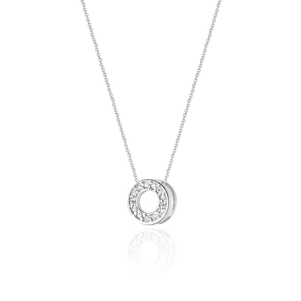 NUBIS® Diamantový náhrdelník kolečko, bílé zlato a brilianty - C-014-WG