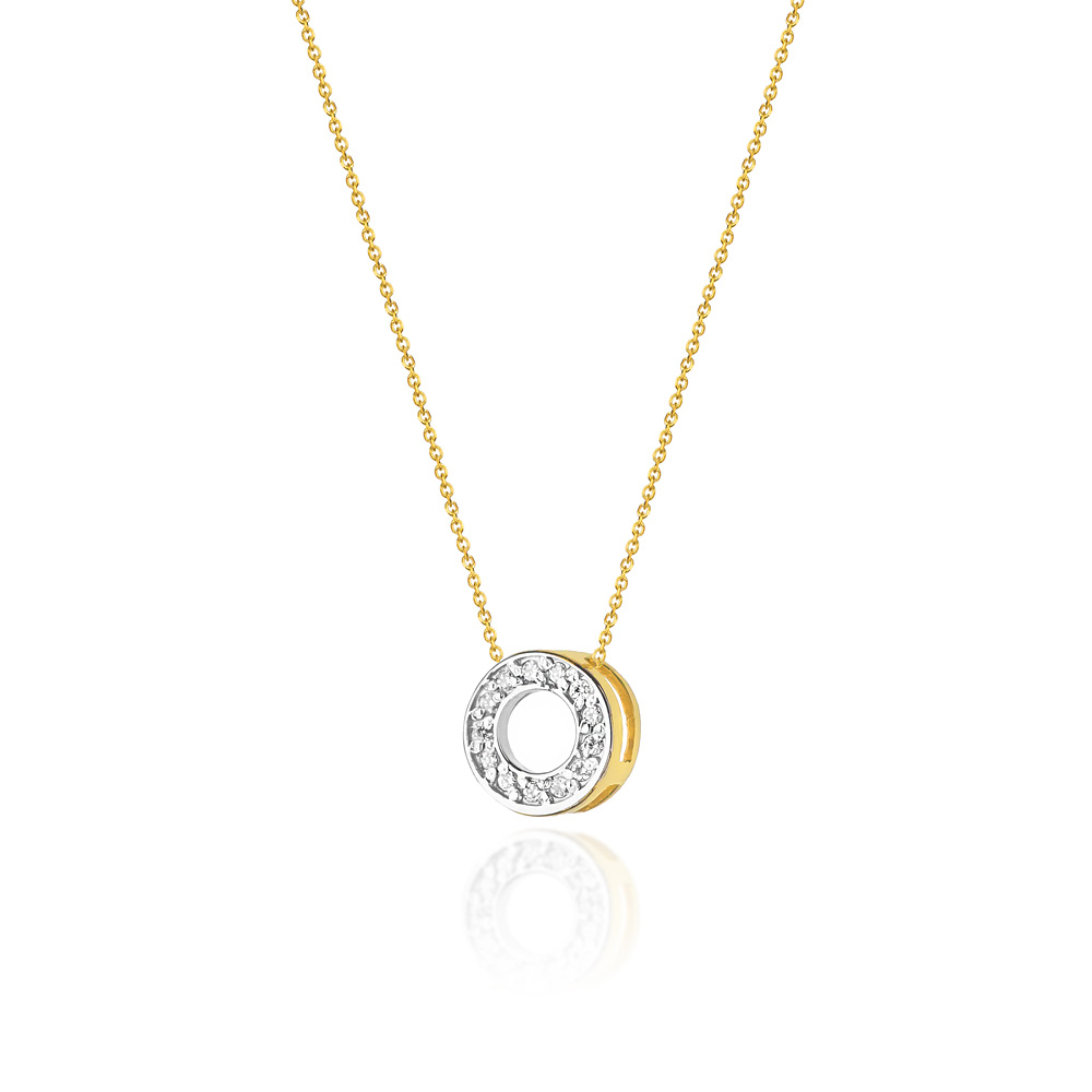 NUBIS® Diamantový náhrdelník kolečko, žluté a bílé zlato a brilianty - C-014-YG