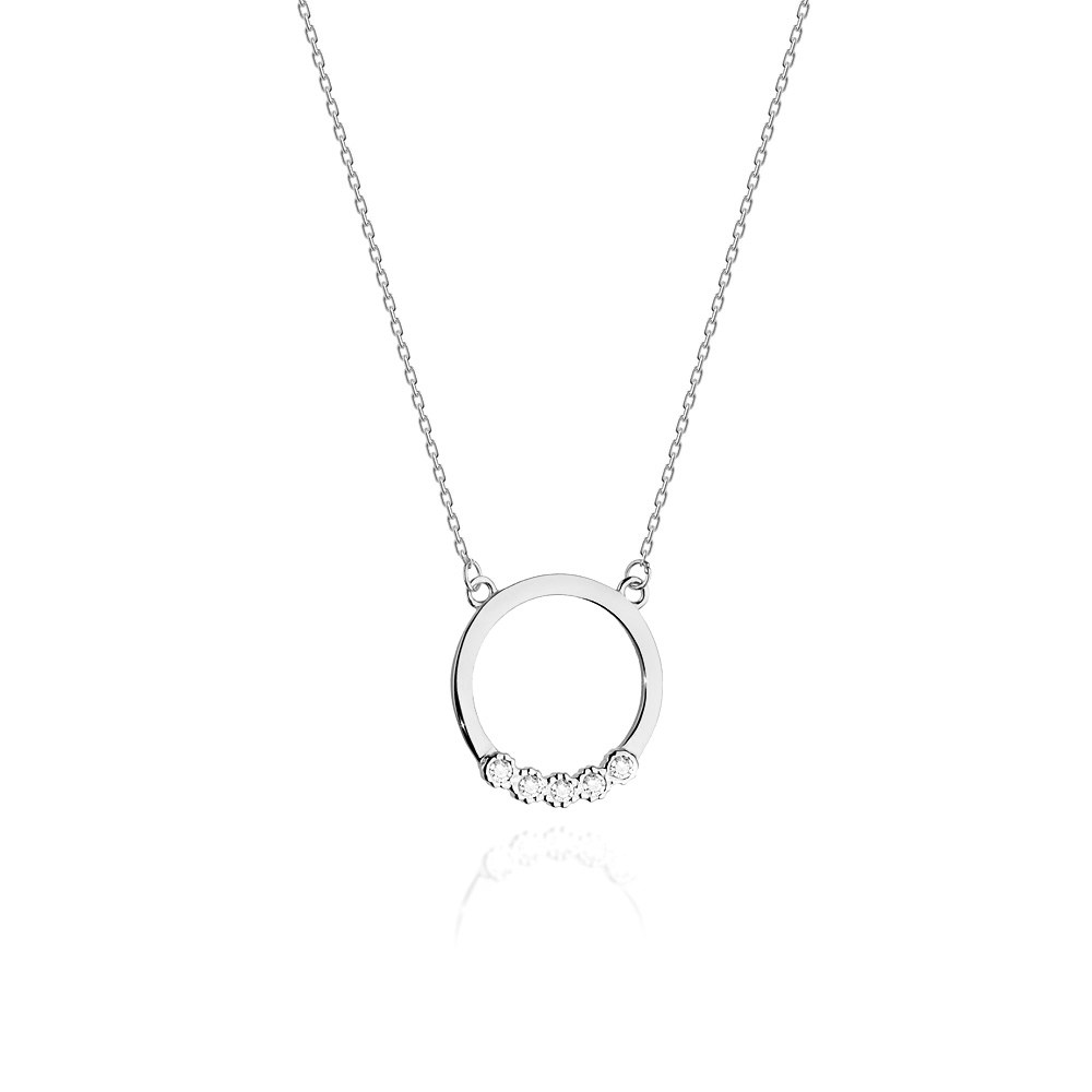 NUBIS® Diamantový náhrdelník kolečko, bílé zlato a brilianty - C-020-WG