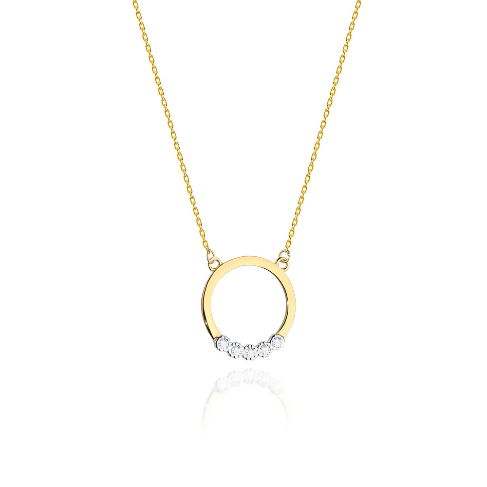 NUBIS® Diamantový náhrdelník kolečko, žluté zlato a brilianty - C-020-YG