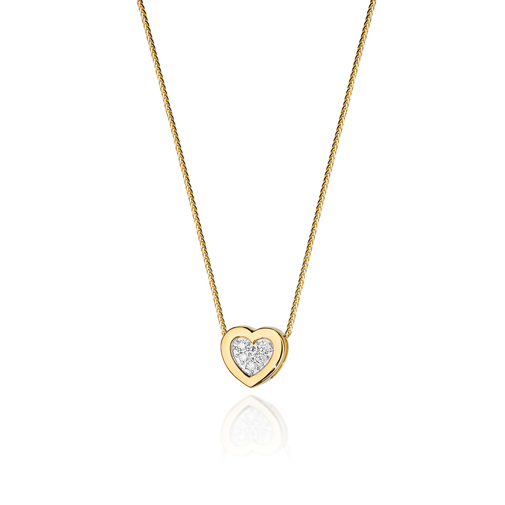 NUBIS® Diamantový náhrdelník srdíčko, žluté zlato a brilianty - C-018-YG