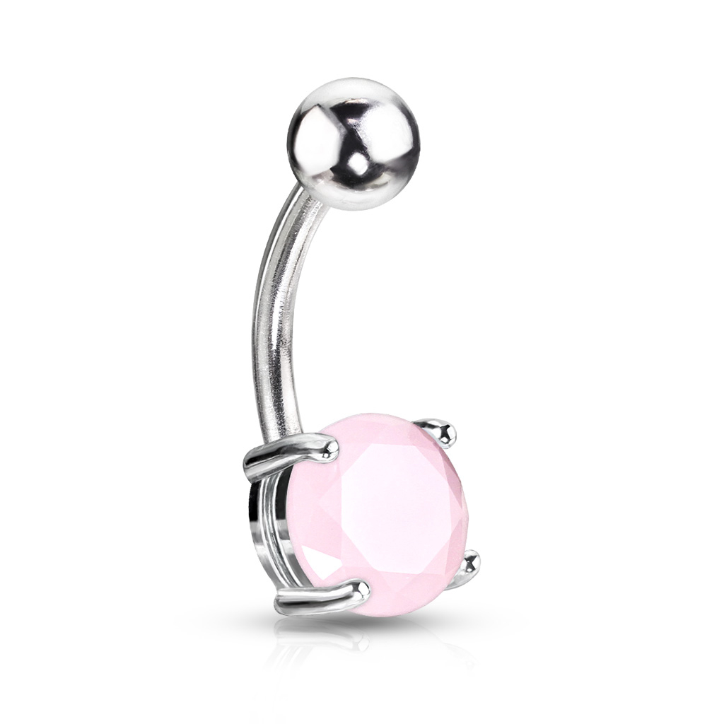 Šperky4U Piercing do pupíku - růžový nefrit - WP01038