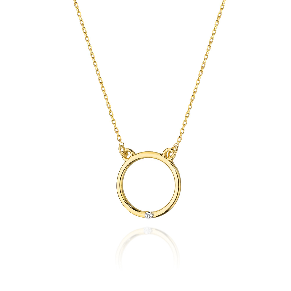 NUBIS® Diamantový náhrdelník kolečko, žluté zlato a briliant - C-028-YG