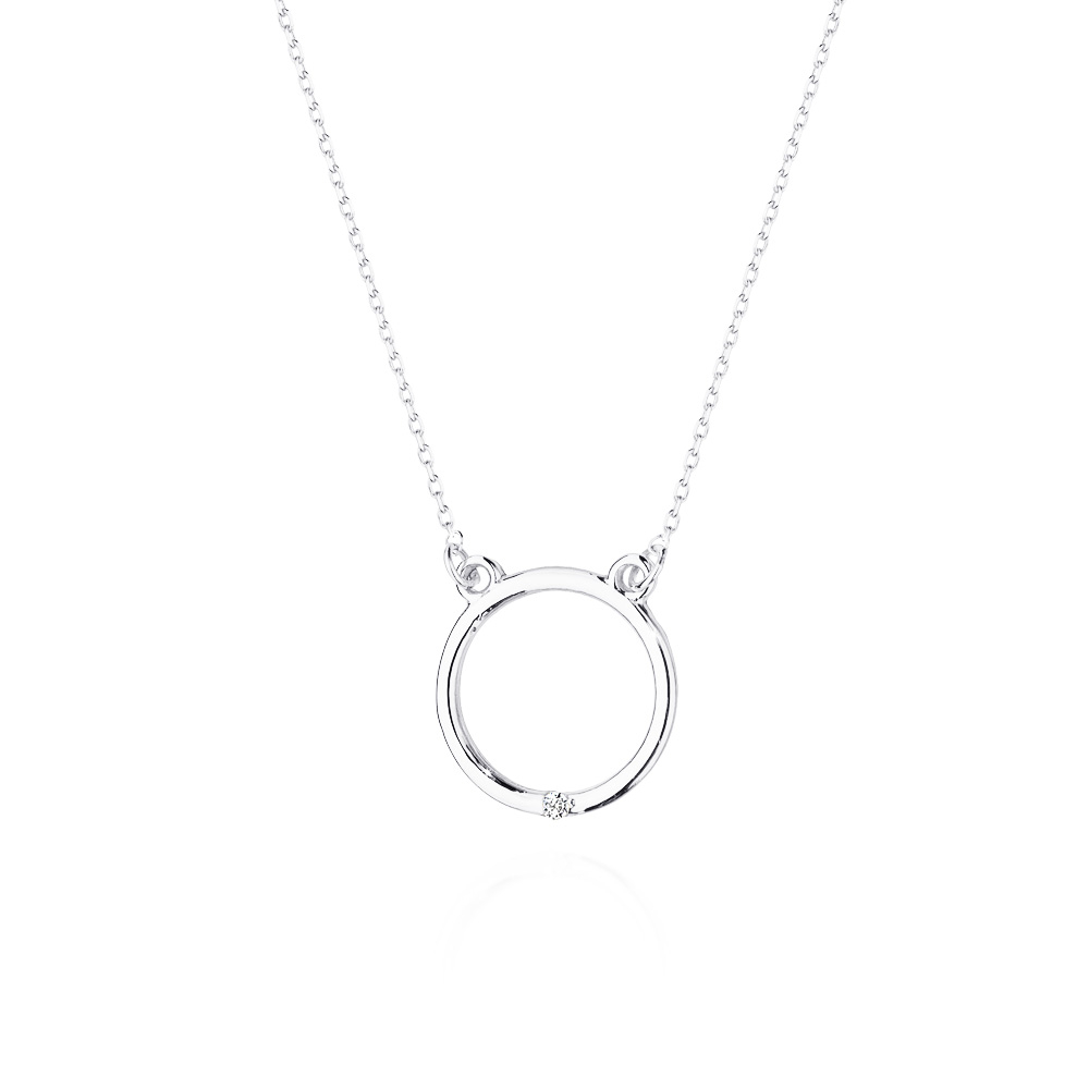 NUBIS® Diamantový náhrdelník kolečko, bílé zlato a briliant - C-028-WG